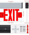 Red LED Edge Lit Exit Sign UL Listed With Battery Backup In Brushed Aluminum Housing Single Sided Clear Acrylic Emergency