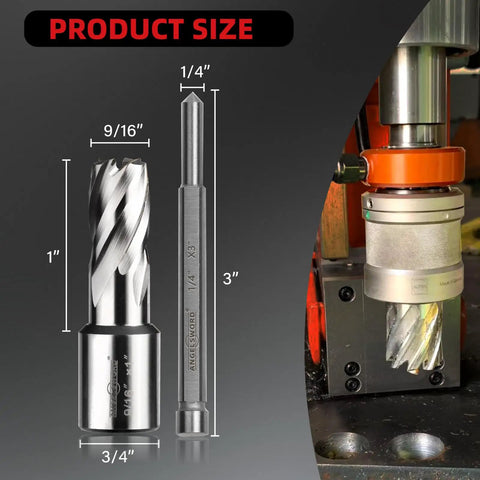 Heavy Duty M2 High Speed Steel Annular Cutter 9 By 16 Inch With 1 Inch Cut Depth And Weldon Shank for precise metal drilling.