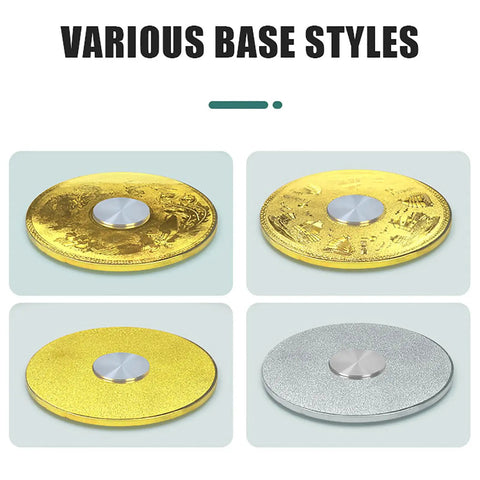 Various base styles for Big Ol Round Glass Lazy Susan Turntable For Kitchen And Dining, featuring gold and silver designs
