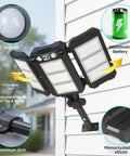 Ultra Bright Solar Flood Lights Outdoor With 7000 Lumens, 3 Adjustable Heads, Waterproof Aluminum Arm Solar Lights