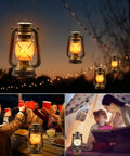 Two Pack Battery Powered LED Bronze Vintage Lanterns With Remote Control Dual Lighting Modes Flame Simulation And Ambient Glow