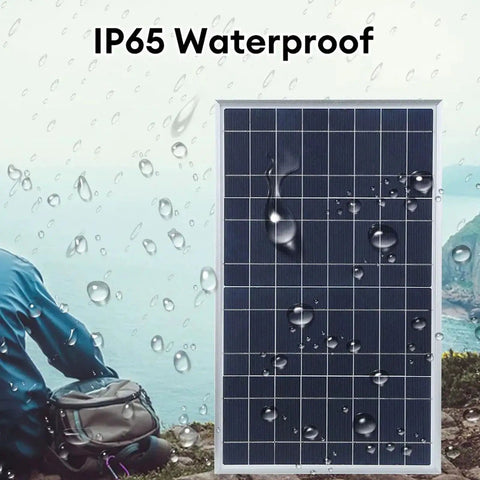 80W Solar Panel Kit With 60A Charge Controller Dual Chip Design Two 40W Monocrystalline Panels For RV Boat Or Home Off Grid Power System Plug And Play Easy Install And Reliable High Efficiency Charging For Anywhere in rainy outdoor setting showing water droplets on panel surface