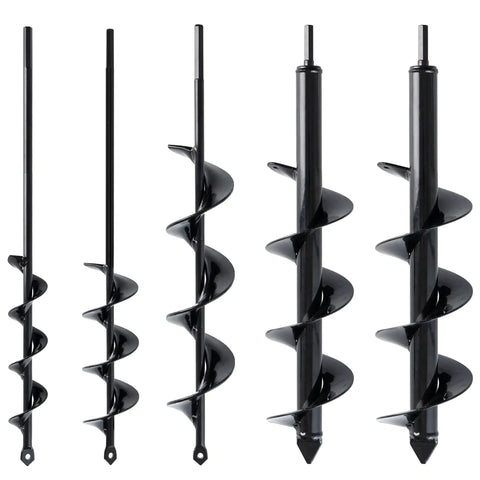 Set Of 5 Garden Auger Drill Bits For Planting With 3/8 Inch Hex Drive, Deep Hole Digger in assorted sizes for planting