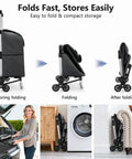2 In 1 Aluminum Stair Climbing Cart With Foldable Frame And Waterproof Oxford Bag 300 Pounds Capacity Lightweight Durable Grocery Cart