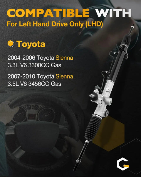Power Steering Rack And Pinion Kit For 2004 To 2010 Toyota Sienna 3.3L 3.5L Hydraulic Steering Gear Assembly Replaces OE 26 2619 4550309250 4425008040 4425008041 4425008030 Easy Install Durable Performance