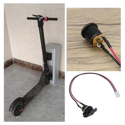 Two Piece Electric Bike Charging Port Replacement For E Bike And Scooter With DC 5.5x2.1mm Hole Waterproof Dust Cap Durable Plastic And Metal Build Includes 6.3 Inch Cable Length Easy Install No Fuss Plug And Play