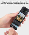 Close-up of Magnetic Quick Release Mount for Insta360 X4 Air X4 Ace Pro Ace Action Camera with CNC Aluminum Base in hand