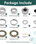 Heavy Duty Four Pack 7,000 Lb Boat Trailer Axle Bearings Kit With Double Lip Grease Seals 25580 14125A Includes Inner And Outer Bearings And Races