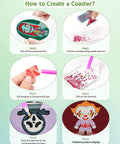 Instructions for assembling 8Pcs Diamond Painting Coasters With Holder For Diy Halloween Themed Coasters Perfect For Adults.