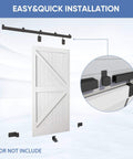 Weatherproof 10Ft Sliding Barn Door Hardware Kit Heavy Duty Track System for Indoor and Exterior Use shown with kit parts