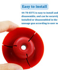 Red plunger part of Metal Sausage Plunger Kit For Cordless Caulking And Grease Gun With Air Relief Hole held by hand