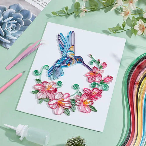 Killer DIY Quilling Kit Featuring 240 Dope Color Strips And A Smooth Guide Tool for Flower Hummingbird Paper Craft Projects