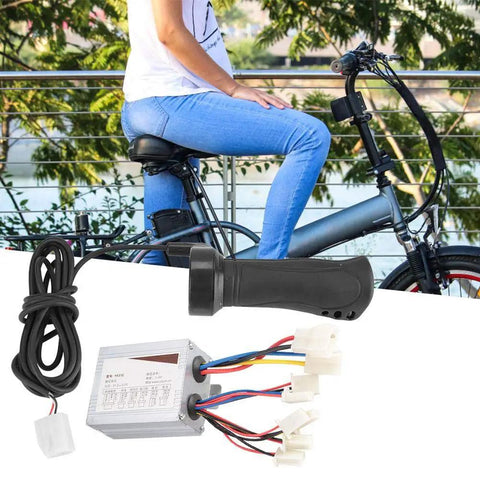 Brushed Motor Speed Controller Box With Throttle Grip For 24V 36V 48V Electric Scooters E Bikes And Trikes 500W Aftermarket Handlebar Controller Non Slip Grip Easy Installation On Right Side mounted on electric bike