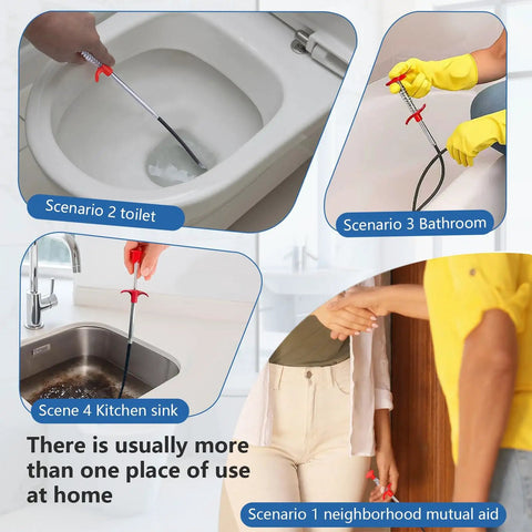 Boss Level Drain Auger Kit With Grabber For Hair Clogs Flexible Plumbing Snake For Toilet Sink Shower And Tub Heavy Duty Manual Drain Cleaner With 35 Inch 63 Inch And 79 Inch Lengths For Quick No Fuss Clog Busting