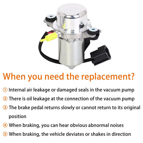 Brake booster vacuum pump by Amazon; chrome top, silver body, yellow connector (front view)