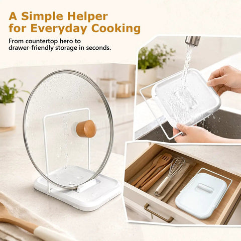 Say Goodbye To Soggy Counters With This Foldable Pot Lid Holder And Spoon Rest Durable Slow Cooker Stand Non Slip Design Secures hot glass lid
