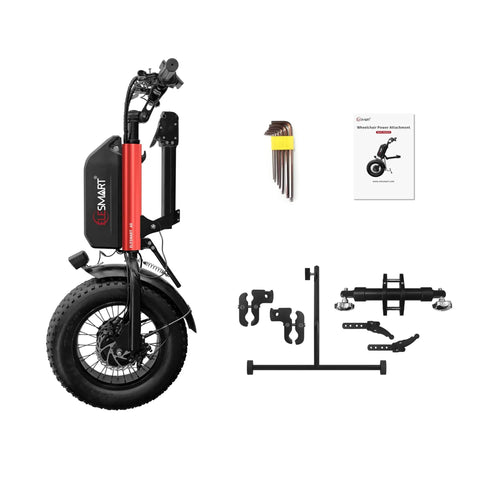 A8 Electric Handcycle Wheelchair Power Attachment Upgrade Kit For Manual To Electric Wheelchairs, 48V 1000W, Red components set