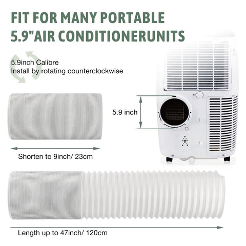 Portable Air Conditioner Vent Hose 47 Inch Long 5.9 Inch Diameter Exhaust Tube For Most Portable AC Units Anti Clockwise Connection