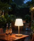 Outdoor Waterproof Shower Lamp Cordless 5200mAh Table Lamp With Touch Dimming IP65 Wireless LED Night Light on patio table