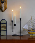 Six Pack 7.5 Inch Ivory Flameless LED Taper Candles With Remote And Two Remote Controls Battery Operated Window Candles