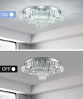 21 Inch Crystal LED Flush Mount Chandelier With K9 Crystals And Polished Stainless Steel Showstopper Glow for living room.