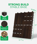 Interlocking Deck Tiles For Indoor And Outdoor Use Waterproof Acacia Wood Patio Tiles Dark Brown Checker Pattern 11.81 Inch Squares Set