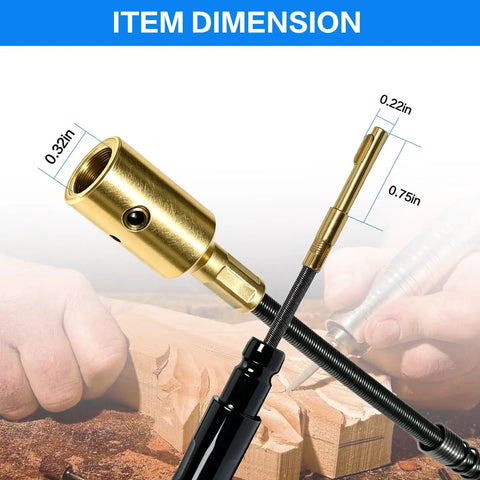 Flexible Shaft Replacement Kit 39 Inch S-93 Shaft And S-77 Sheath, dimensions shown, parts assembled with woodworking context.