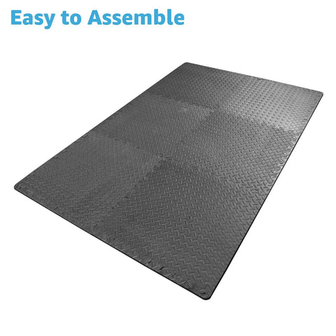 Interlocking Foam Puzzle Gym Mats 24x24 Inch Half Inch Thick Durable Exercise Floor Tiles for Home Gym Studio, set of 6 assembled