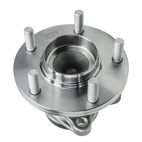 Front view of Rear Wheel Bearing And Hub Assembly For 2007 2014 Mazda CX 9 FWD With 5 Lugs And ABS 2 Piece Kit Drop In And Includes 10 Year Warranty