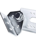 Close-up of Four Pack Boat Trailer Bunk Brackets with 10 Inch Vertical Adjustment showing beefed up cast iron top and bolt.