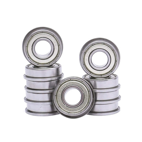 Flanged Deep Groove Ball Bearing Three Eighths By Seven Eighths By Nine Thirty Two Thousandths Inches FR6ZZ, Set Of 10 Bearings For Machinery Automotive And DIY Projects, Smooth Rotation Durable Steel Construction, 10-pack stacked