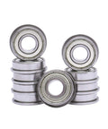 Flanged Deep Groove Ball Bearing Three Eighths By Seven Eighths By Nine Thirty Two Thousandths Inches FR6ZZ, Set Of 10 Bearings For Machinery Automotive And DIY Projects, Smooth Rotation Durable Steel Construction, stacked FR6ZZ bearings