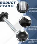 Five Pack Black Star Knobs With 5/16 Inch 18 Threads 2.1 Inch Male Studs showing threaded stud and star-shaped design for easy grip.