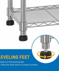 Heavy Duty 4 Tier Metal Wire Shelving Unit For Garage And Home Storage with feet adjustable for leveling on uneven surfaces