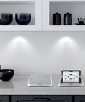 Two Pack Pop Up Floor Electrical Outlet Cover Kit With USB Charger 4.8A and 20 Amp Capacity Weatherproof on countertop