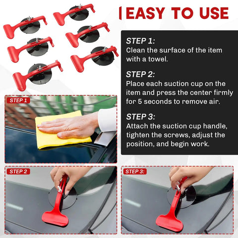 6 Pack Suction Cup Clamp Set For Convertible Tops And Windshields Car Glass Repair Kit instructions and steps to use clamps