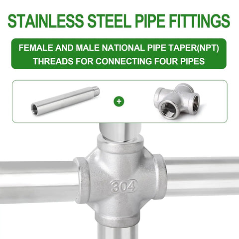 Stainless Steel 4 Way Pipe Fittings 1 Inch X 1 Inch X 1 Inch X 1 Inch NPT Female Threads 304 Grade for durable piping connections