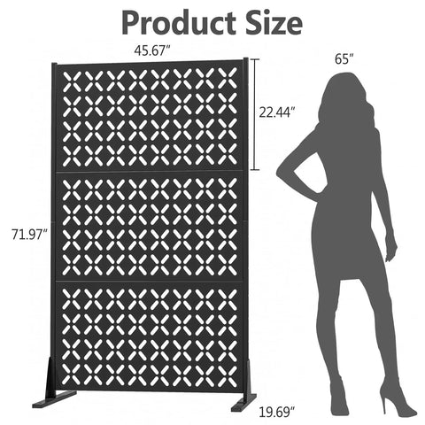 Outdoor Metal Privacy Fence Panels 72 Inches Tall By 46 Inches Wide Freestanding Privacy Screen With Dope X Shaped Modern Geometric Design