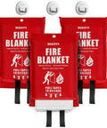 Three Pack Fire Blanket Set for Home and Kitchen, 40 By 40 Inches, Fiberglass Construction With Inner Fire Retardant Film.