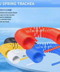 Heavy Duty Polyurethane Recoil Air Hose For Compressors 12 Meter Length in multiple colors coiled on a blue background.
