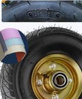 Close-up of 8 Inch Ball Bearing Pneumatic Wheels Swivel Castors With Rugged Rubber Tread showing 8PR marking and tire construction.