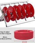 Beefy Steel Wire Spool Rack and Cable Organizer with 5 Rod Dispenser for Ribbon and Electrical Supplies Adjustable Storage Solution
