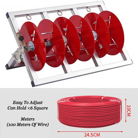 Beefy Steel Wire Spool Rack and Cable Organizer with 5 Rod Dispenser for Ribbon and Electrical Supplies Adjustable Storage Solution