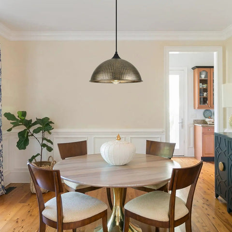 MIAYBPH Pendant Lights Kitchen Island, 12" Antique Bronze Dome Pendant Light Fixture above round dining table.
