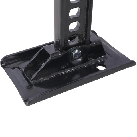 Base of Heavy Duty High Lift Farm Jack With Adjustable Height From 6 To 52 Inches 7000 Lb Load Capacity Forty One Inch Long Handle