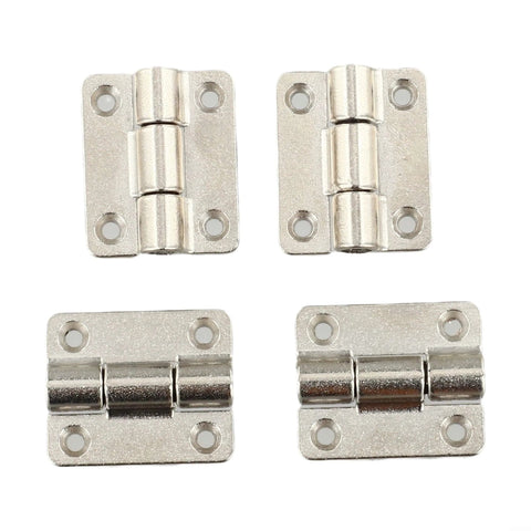 4 Pack Adjustable Torque Damping Cabinet Hinges Zinc Alloy Flat Positioning Hinges For Furniture Doors And Industrial Equipment 26X22MM Silver With Easy Hex Wrench Torque Adjustment, showing front view of hinges.