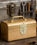 Rock Solid 6-Piece Golden Toolbox Hasp Latch Set Featuring Heavy Duty Toggle Buckles For Wooden Cases Secure Small Gear Storage Hardware on wooden toolbox.