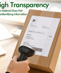 24 Pack Of Clear Packing Tape With 4 Dispensers Heavy Duty Moving And Shipping Tape Refills on box being scanned