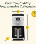 Front view of 14 Cup PerfecTemp Programmable Coffee Maker With Glass Carafe And 1 4 Cup Setting Brew Strength Control Brew Pause