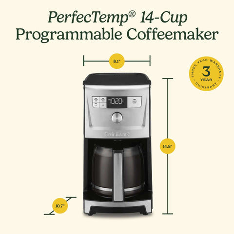 Front view of 14 Cup PerfecTemp Programmable Coffee Maker With Glass Carafe And 1 4 Cup Setting Brew Strength Control Brew Pause